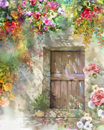 Holztür voller Blumen Diamond Painting