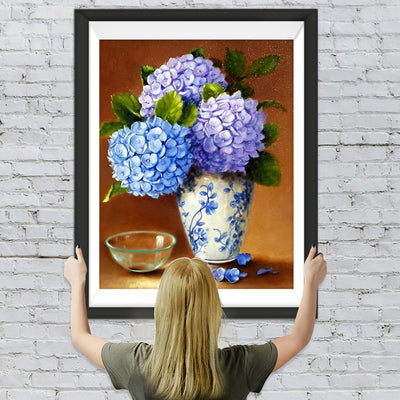 Hortensie in einer Porzellanvase Diamond Painting