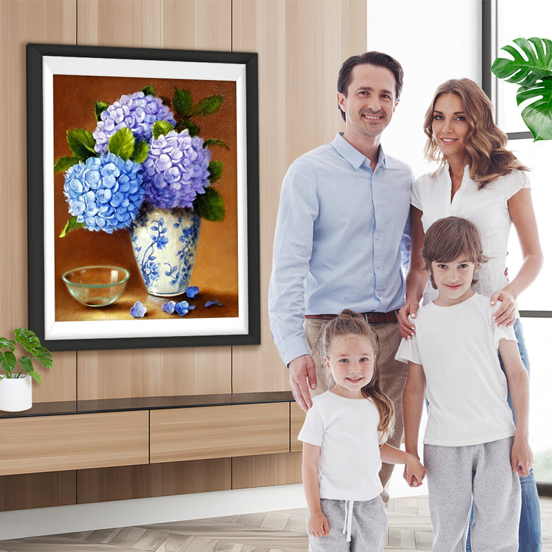 Hortensie in einer Porzellanvase Diamond Painting