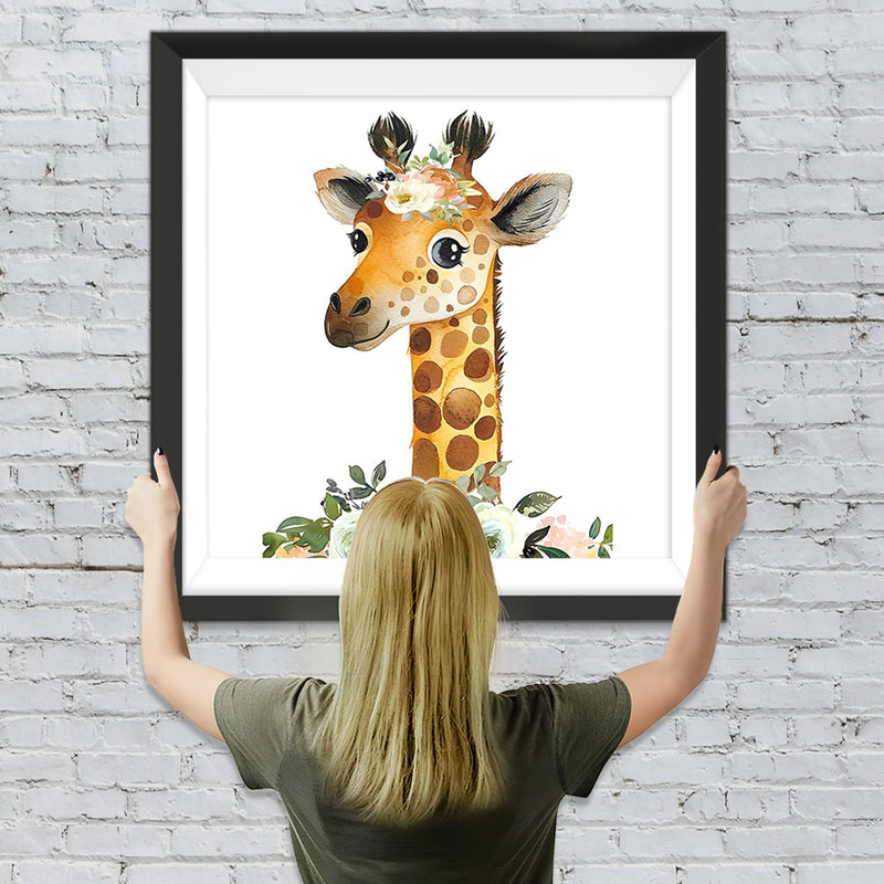 Hübsche Giraffe und Blumen Diamond Painting
