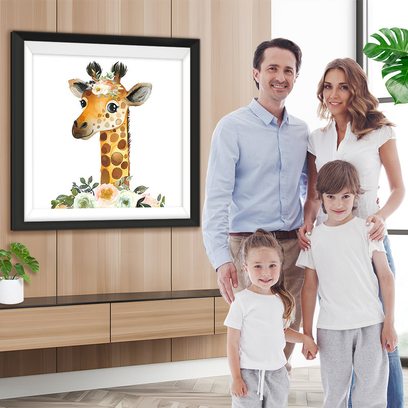 Hübsche Giraffe und Blumen Diamond Painting