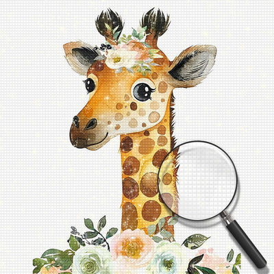 Hübsche Giraffe und Blumen Diamond Painting