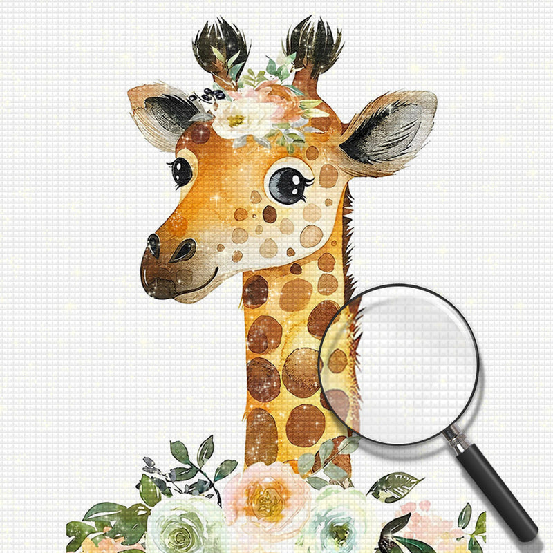 Hübsche Giraffe und Blumen Diamond Painting
