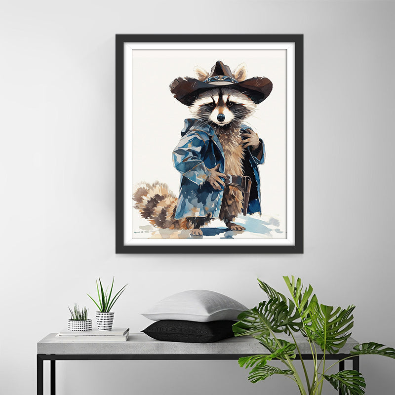 Hübscher Waschbär mit Hut Diamond Painting