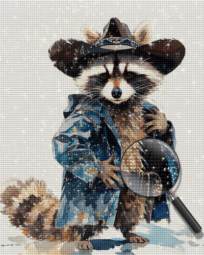 Hübscher Waschbär mit Hut Diamond Painting