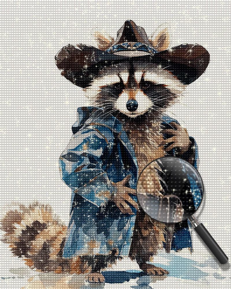 Hübscher Waschbär mit Hut Diamond Painting