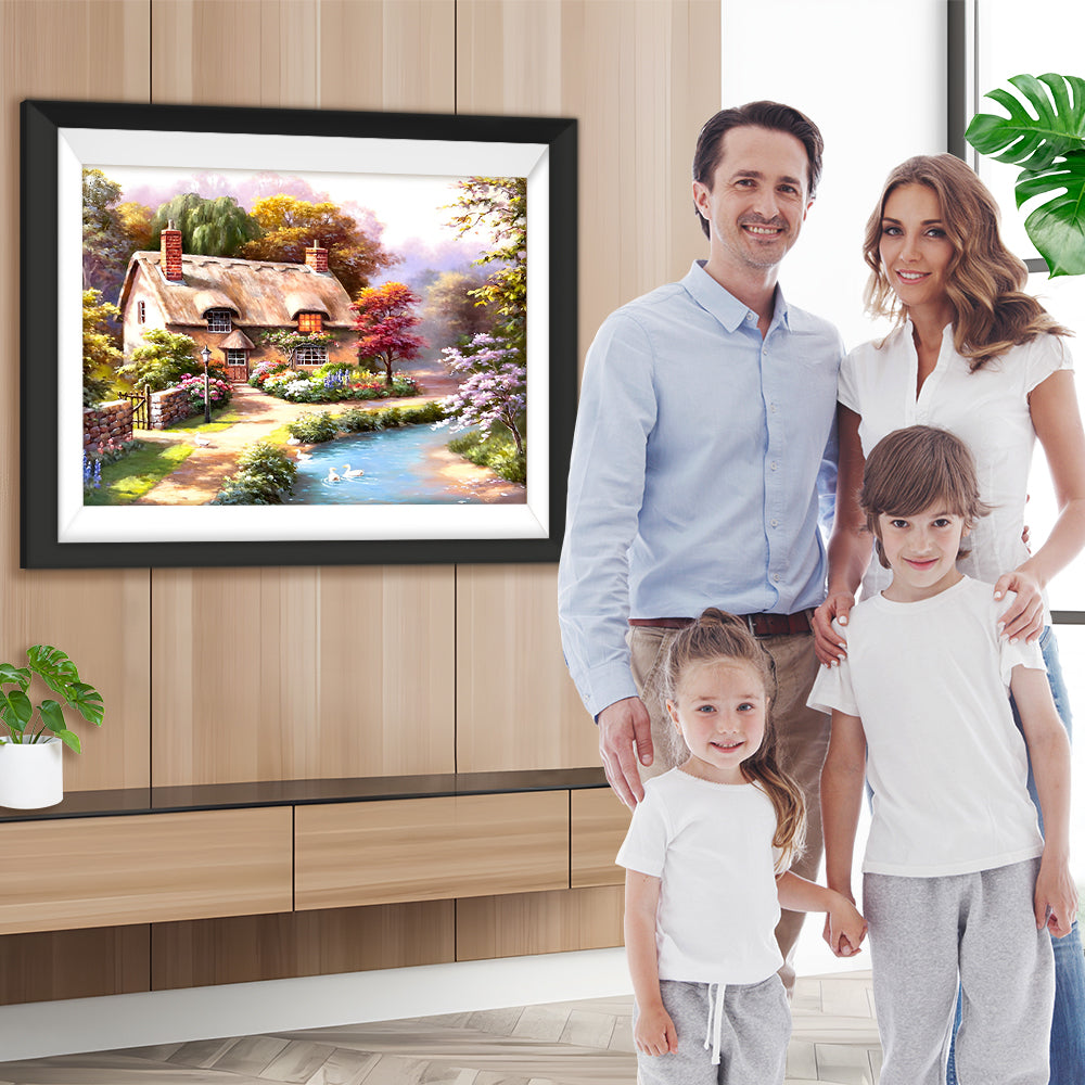 Hütte am Fluss Diamond Painting