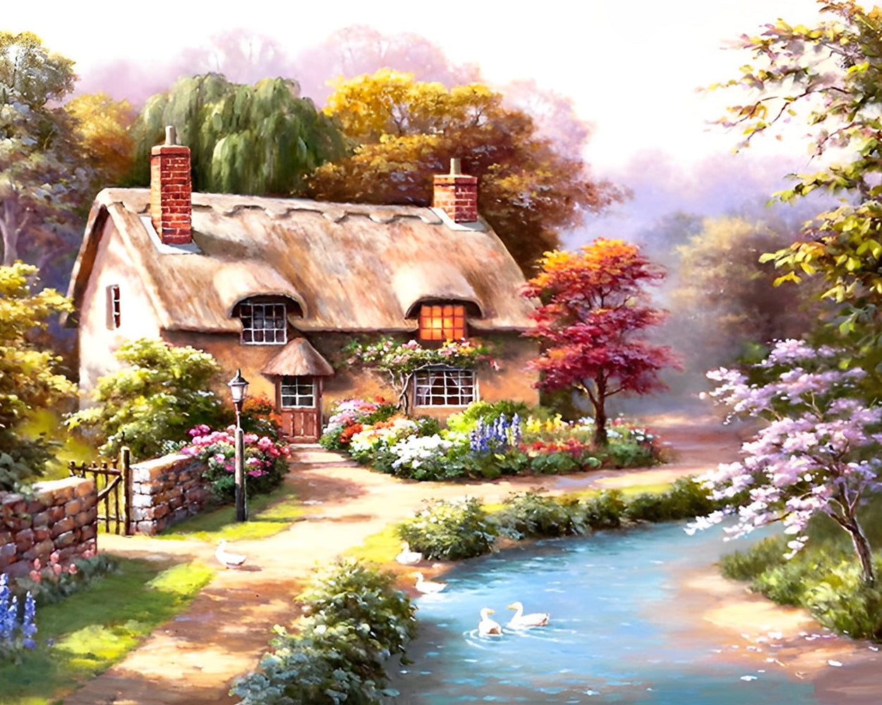 Hütte am Fluss Diamond Painting