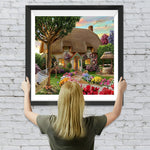 Hütte Blumen Garten Diamond Painting