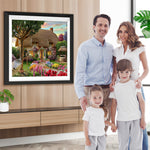 Hütte Blumen Garten Diamond Painting