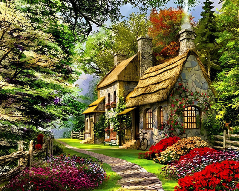 Hütte im Wald Diamond Painting