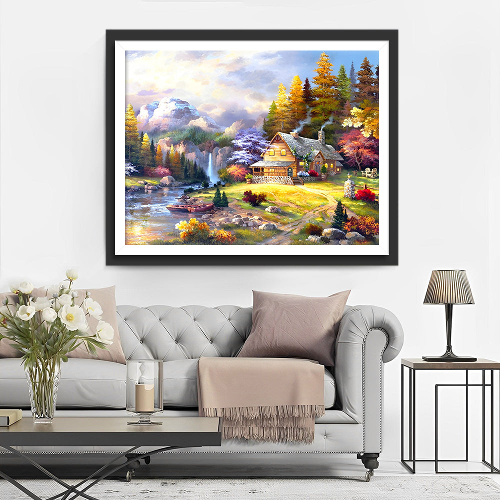 Hütte in den Bergen Diamond Painting