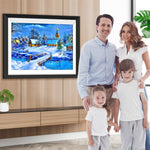 Hütten im Wald im Winter Diamond Painting