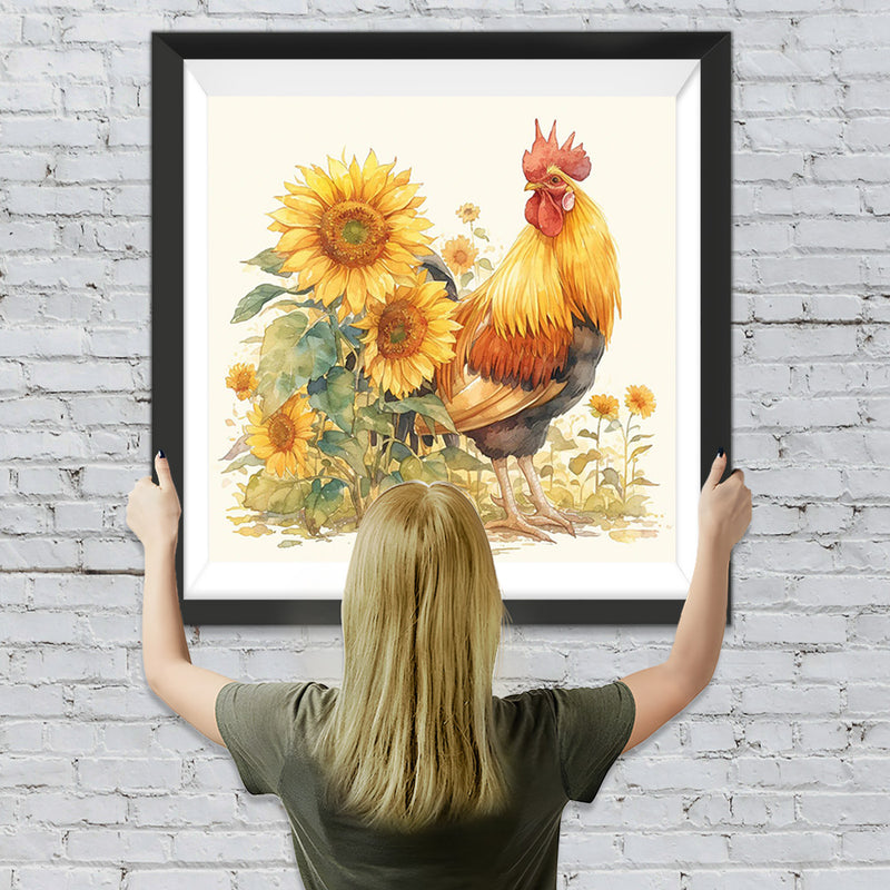 Huhn und Sonnenblumen Diamond Painting