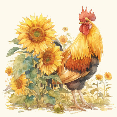 Huhn und Sonnenblumen Diamond Painting