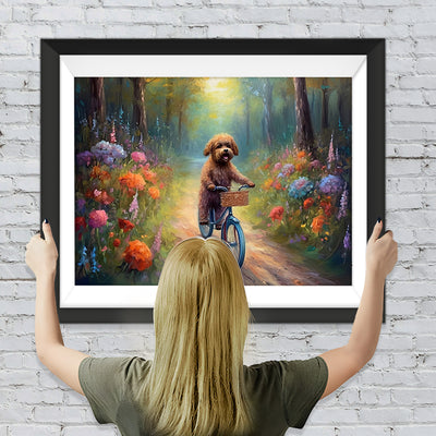 Hund auf dem Fahrrad Diamond Painting