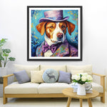 Hund im lila Anzug Diamond Painting
