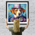 Hund im lila Anzug Diamond Painting