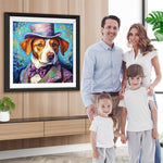 Hund im lila Anzug Diamond Painting