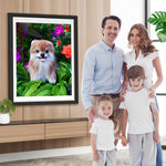 Hund in den Blättern Diamond Painting