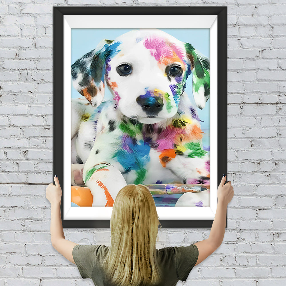 Hund mit Farbe beschmutzt Diamond Painting