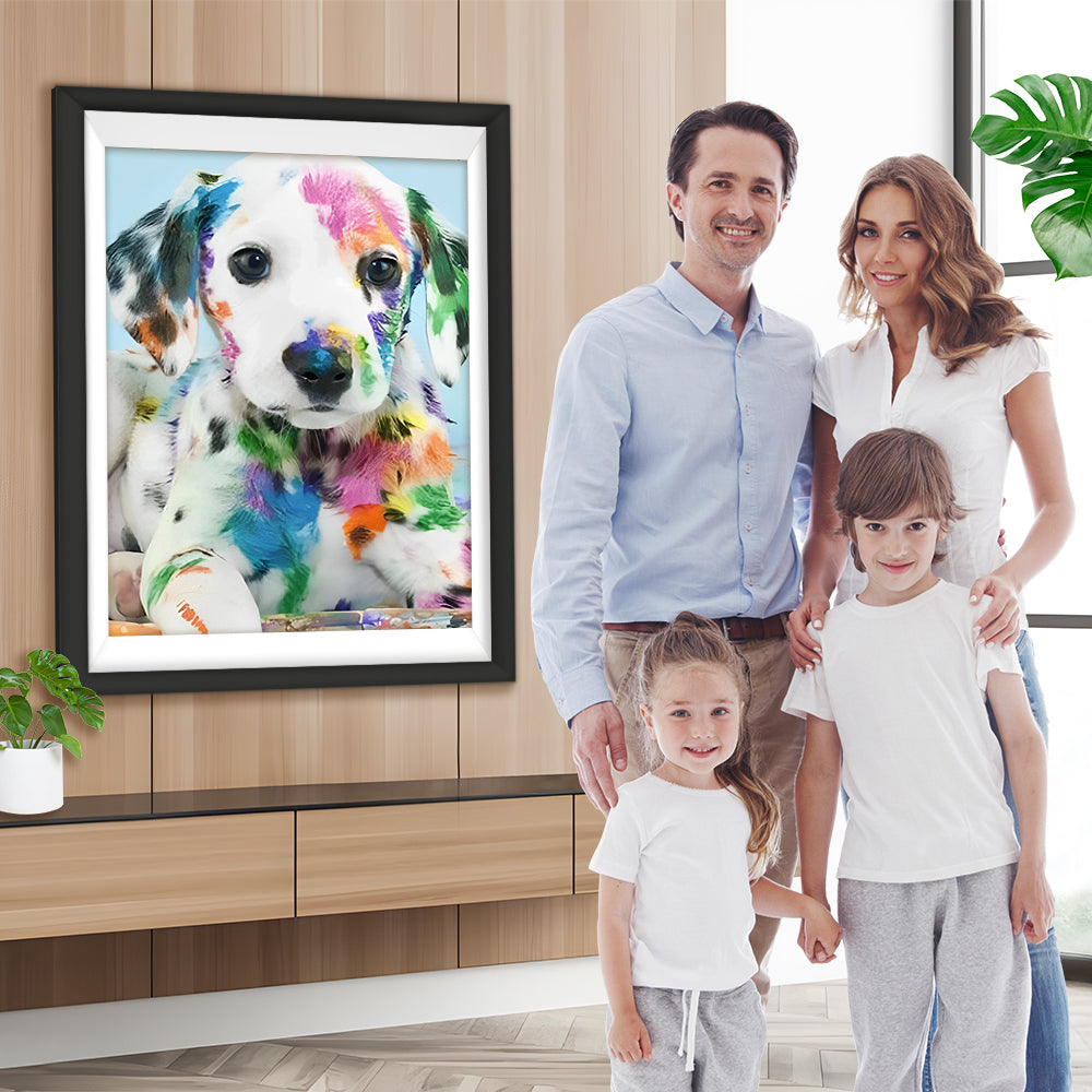 Hund mit Farbe beschmutzt Diamond Painting