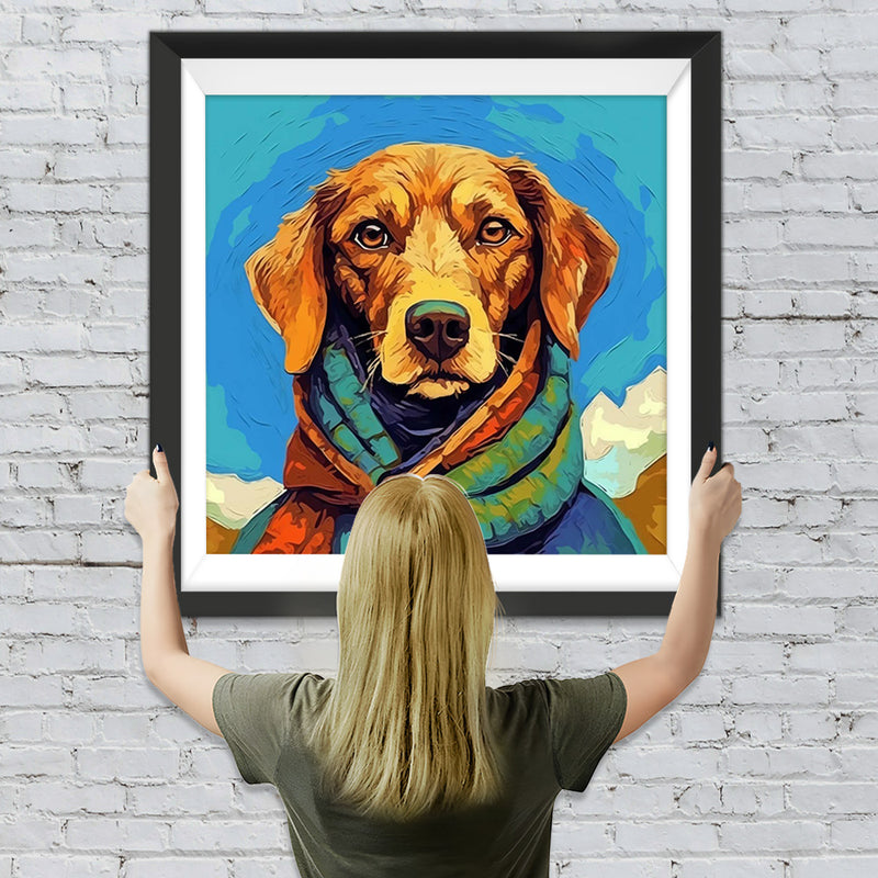 Hund mit grünem Halstuch Diamond Painting
