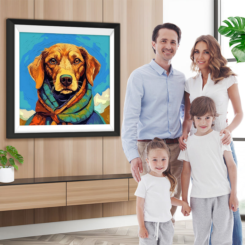 Hund mit grünem Halstuch Diamond Painting