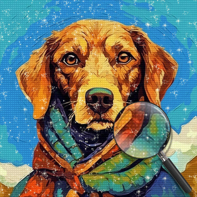 Hund mit grünem Halstuch Diamond Painting