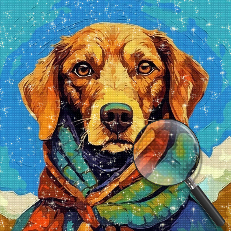 Hund mit grünem Halstuch Diamond Painting