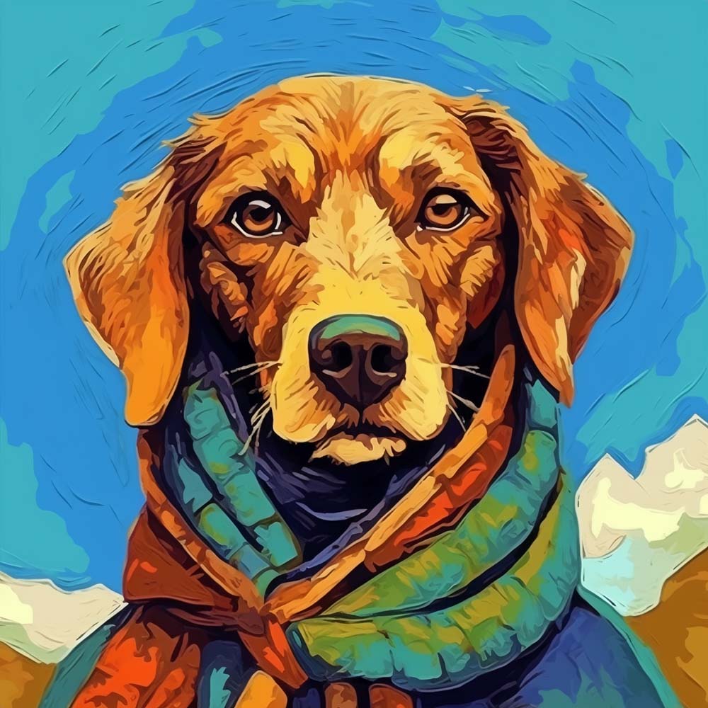 Hund mit grünem Halstuch Diamond Painting