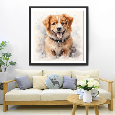 Hund mit heraushängender Zunge Diamond Painting