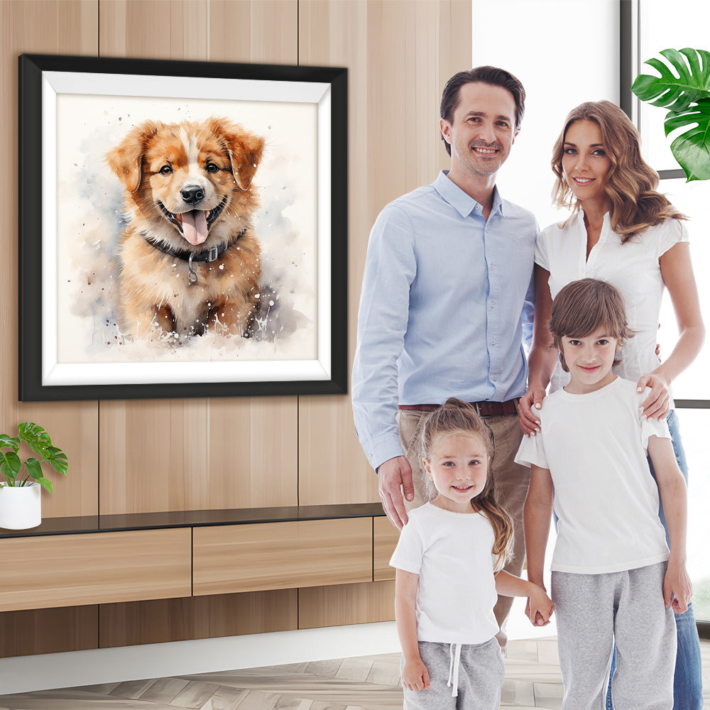 Hund mit heraushängender Zunge Diamond Painting