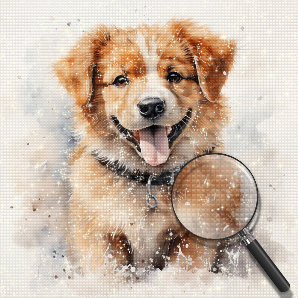 Hund mit heraushängender Zunge Diamond Painting