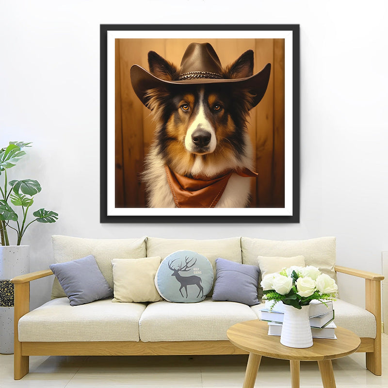 Hund mit Hut Diamond Painting