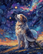 Hund schaut zu den Sternen auf Diamond Painting