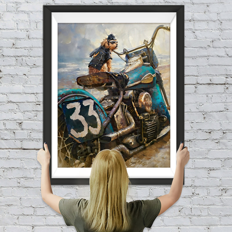 Hund und Motorrad Diamond Painting