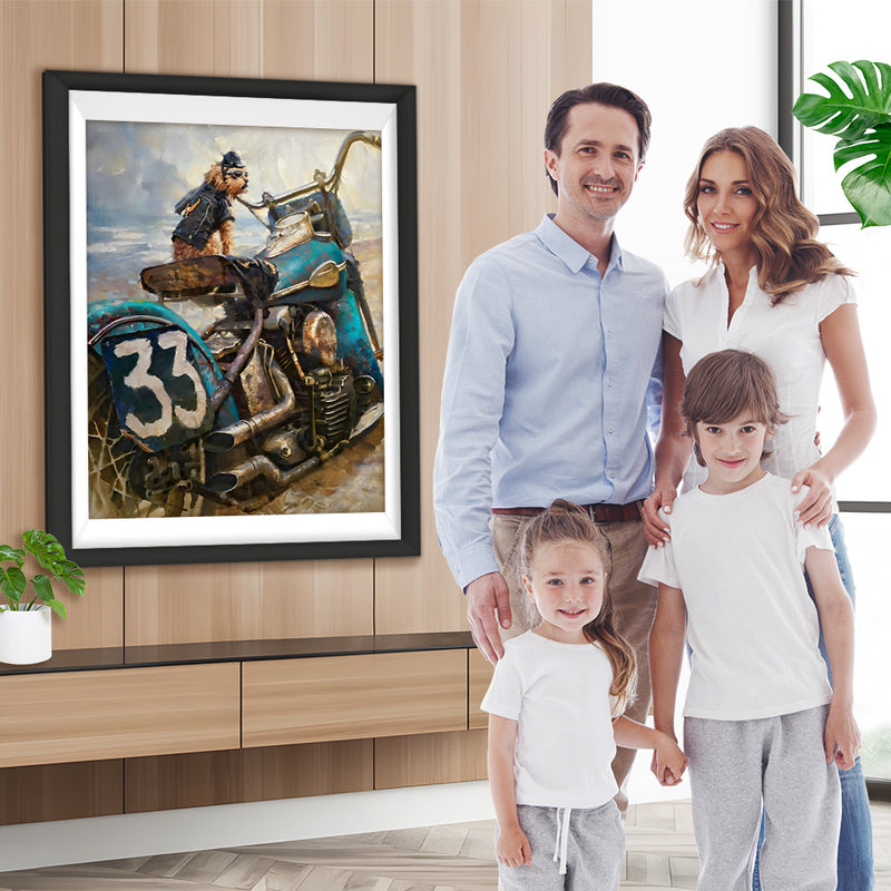 Hund und Motorrad Diamond Painting