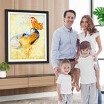 Hund und orangefarbener Schmetterling Diamond Painting