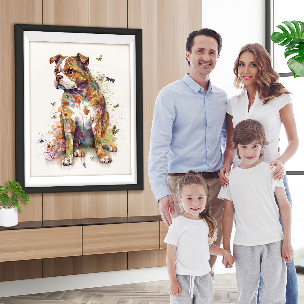 Hund und Schmetterlinge Diamond Painting