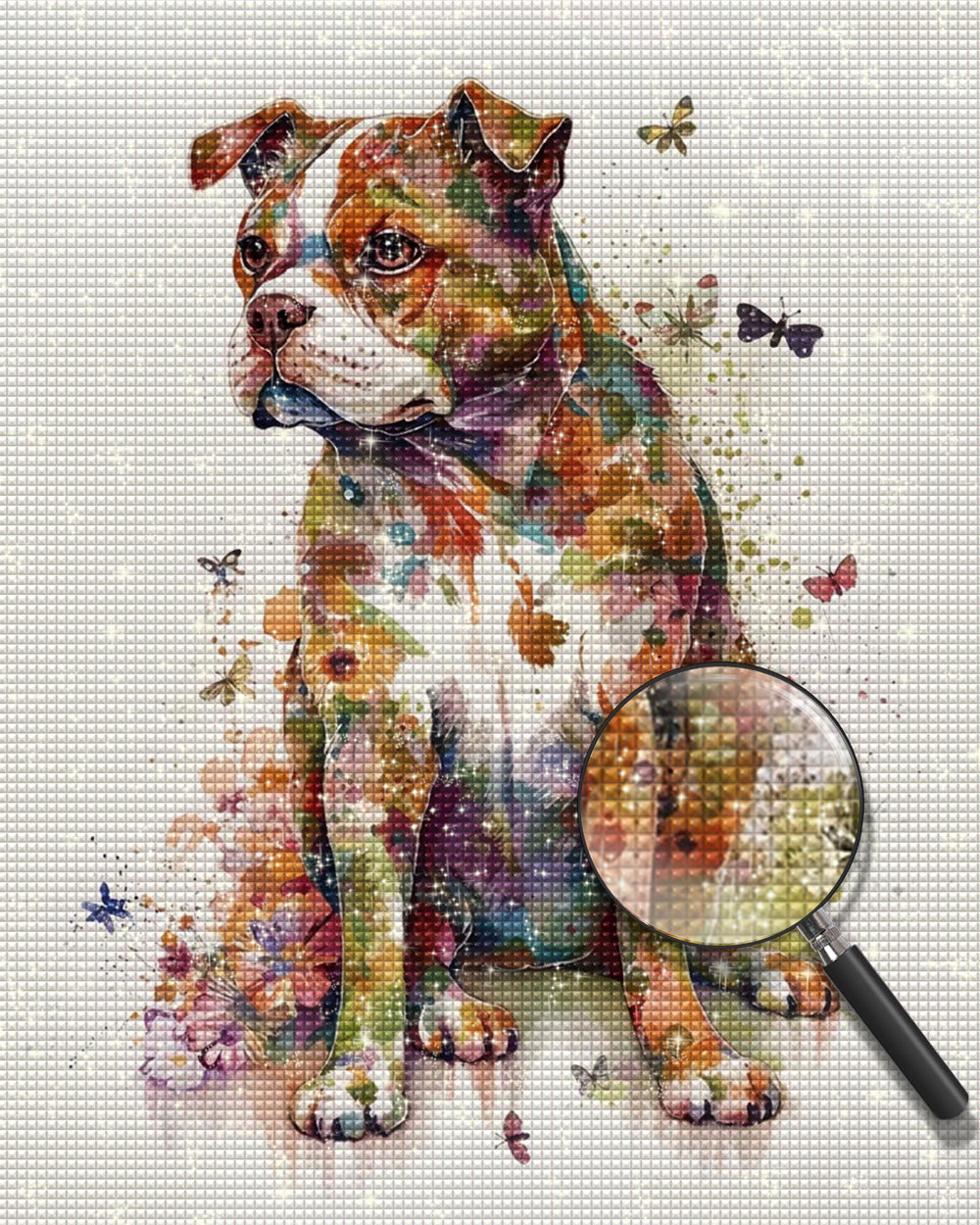 Hund und Schmetterlinge Diamond Painting