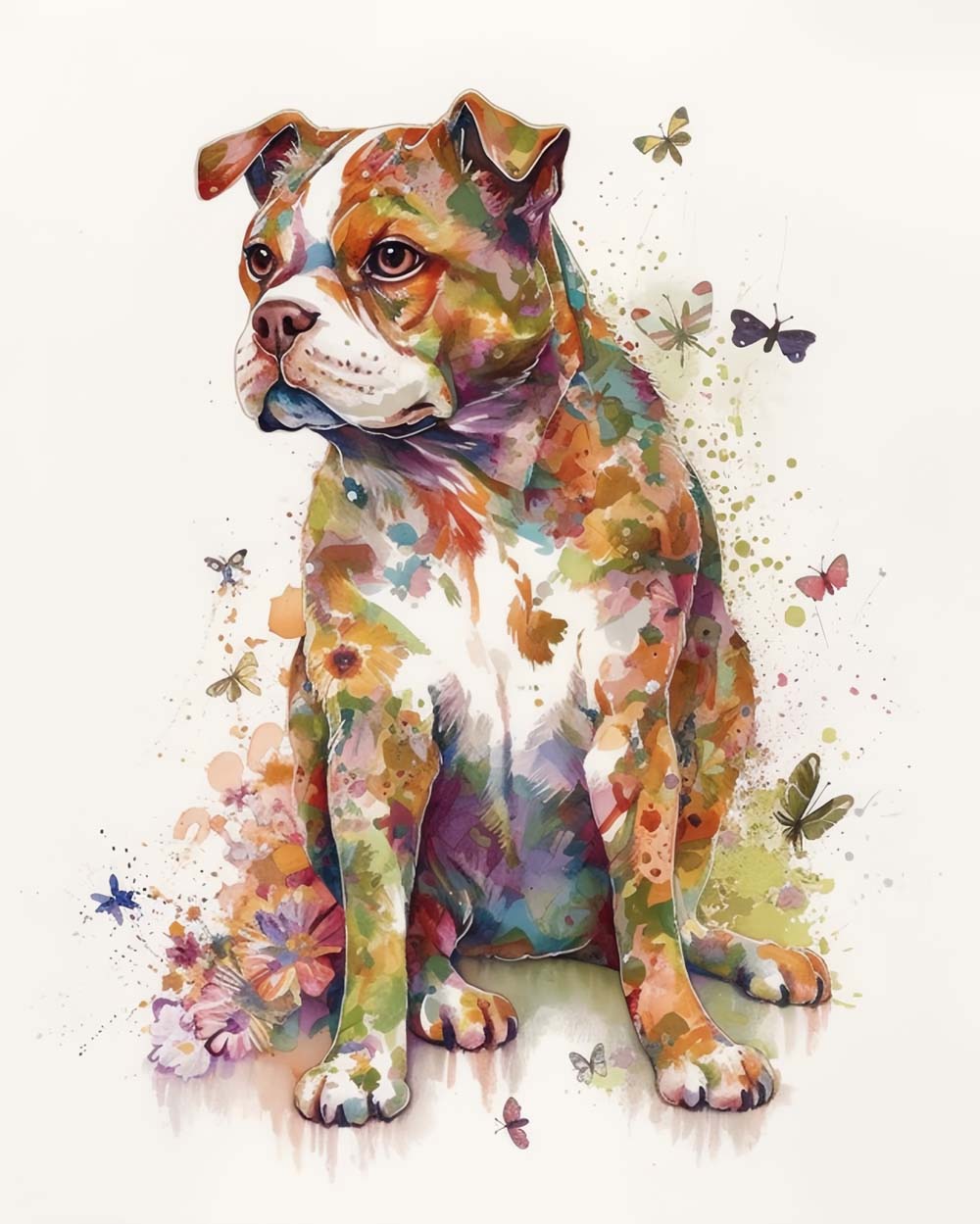 Hund und Schmetterlinge Diamond Painting
