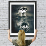 Hund und Wolf im Wasser Diamond Painting