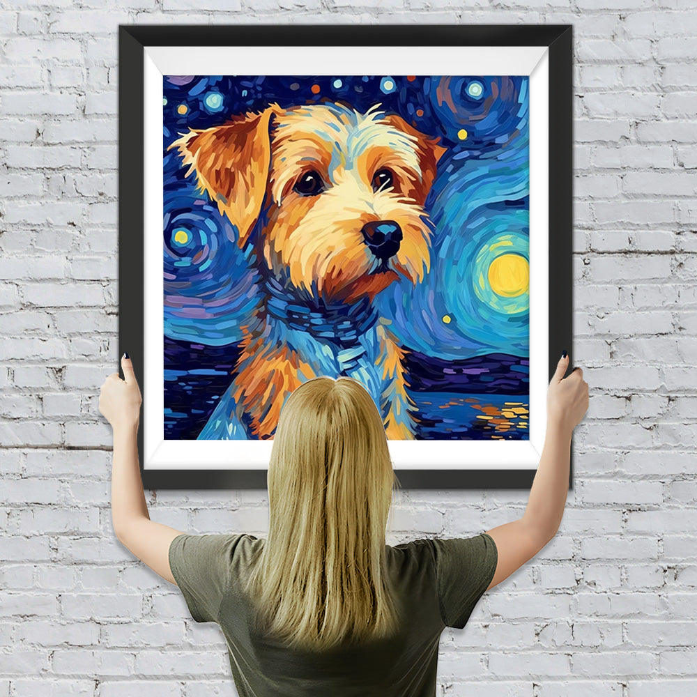 Hund unter dem Sternenhimmel Diamond Painting