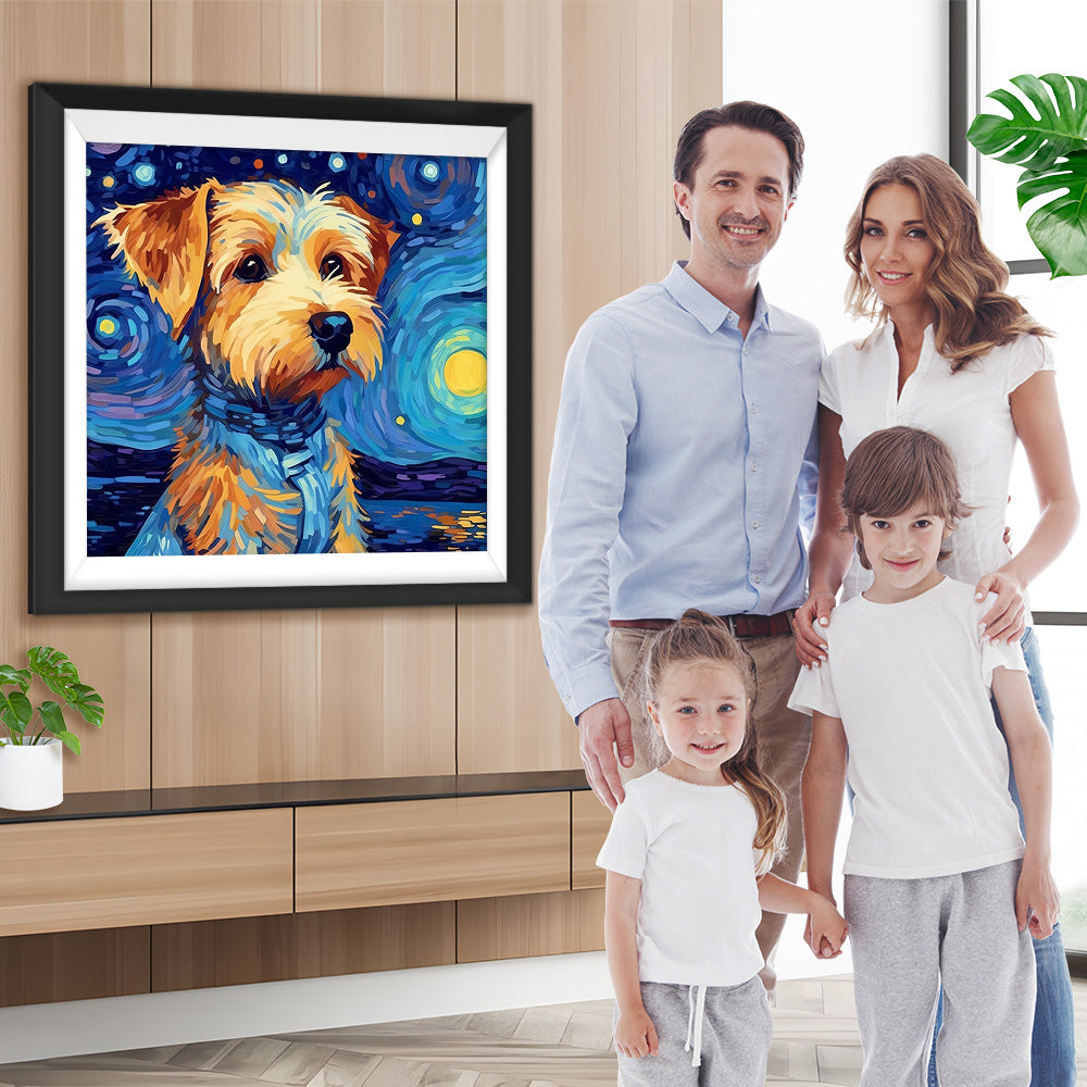 Hund unter dem Sternenhimmel Diamond Painting
