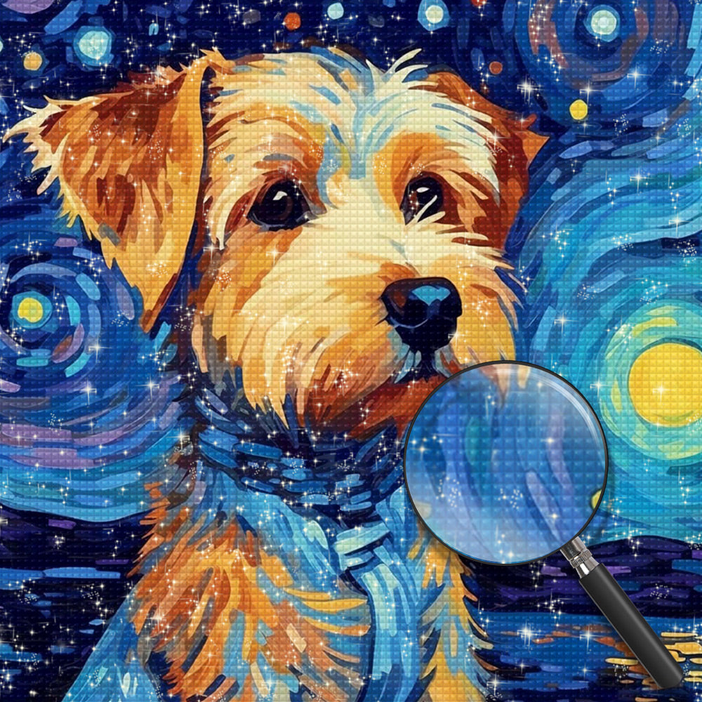 Hund unter dem Sternenhimmel Diamond Painting