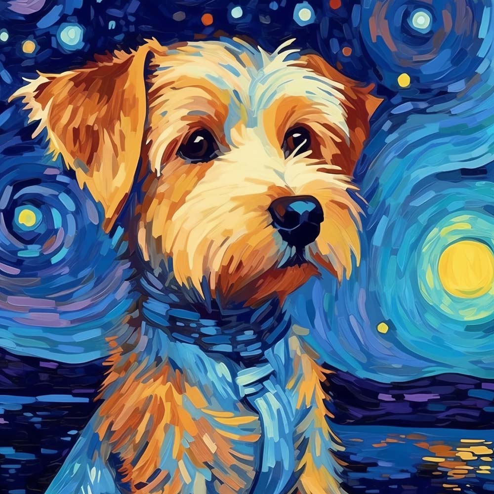Hund unter dem Sternenhimmel Diamond Painting