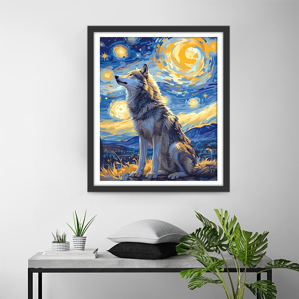 Hund unter den Sternen Diamond Painting