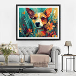 Hund zwischen Blumen Diamond Painting