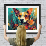 Hund zwischen Blumen Diamond Painting
